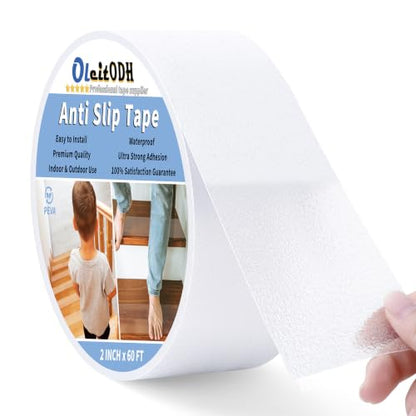 Oleitodh Clear Non-Slip Tape, 2In x 60Ft, Transparent Safety Grip - color: Clear, size: 2 in x 60 ft
