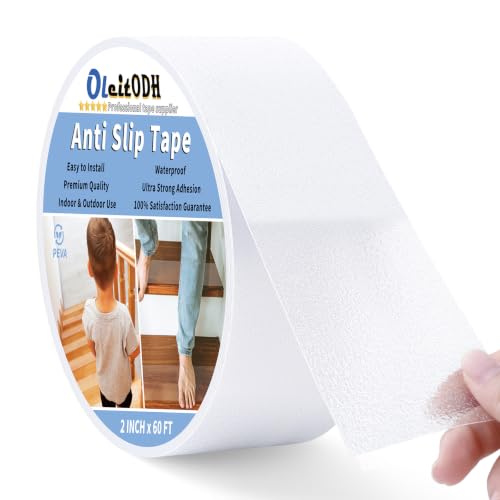 Oleitodh Clear Non-Slip Tape, 2In x 60Ft, Transparent Safety Grip - color: Clear, size: 2 in x 60 ft