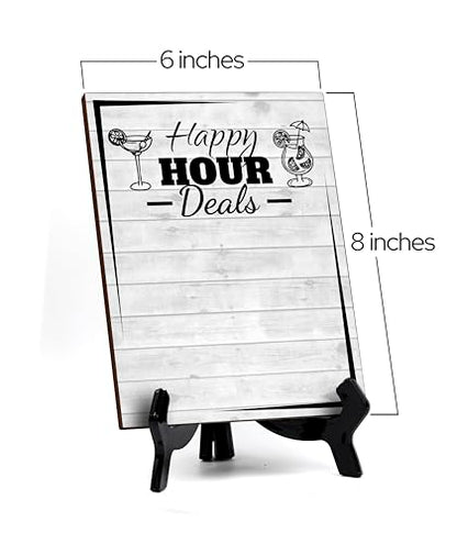 Happy Hour Deals 6x8 Dry Wipe Table Sign (6x8) Easy Installation | Restaurant & Bar | Perfect To Clearly Direct Customers & Advertise Specials | No Pen Included - style: Happy Hour Deals