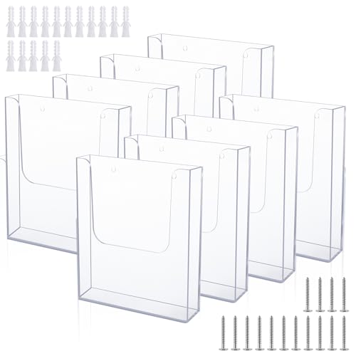 Ripeng 8 Pack Acrylic Brochure Holder Wall Mount, 8 x 11.5 Inch - style: Vertical