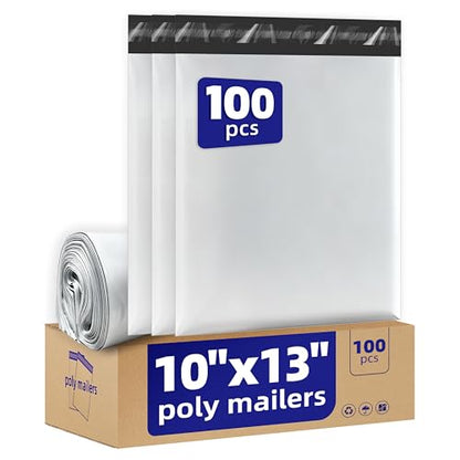 100pcs 10x13 Inch Poly Mailers For Shipping And Self Seal Packaging - color: White, size: 10" x 13"100pcs