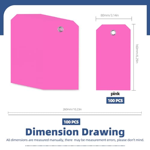 Glarks 101pcs Pink 8 x 16cm Waterproof Writable Tags with String Set, PVC Shipping Tags, Heavy Duty Shipping Moving Tag, Blank Labeling Tag for Home, Office - color: Pink