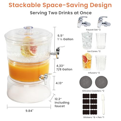 LISI Drink Dispensers for Parties, 2 Gallon Beverage Dispenser with Stand