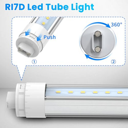 JESLED 360 Degree T8 T10 T12 2ft 20w LED Tubes, R17D/HO Base, 4-Pack - size: 2 Feet