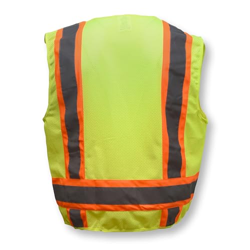 Radians SV6 Class 2 Surveyor Safety Vest, Solid Front, Mesh Back, Green 2XL - color: Safety Green, size: 2X