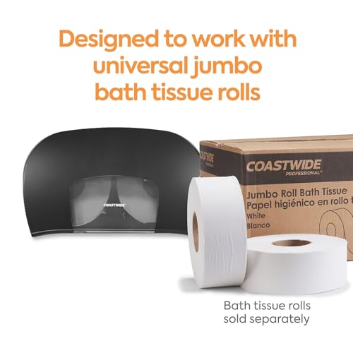 Coastwide Professional Twin Jumbo Roll Toilet Paper Dispenser, Black