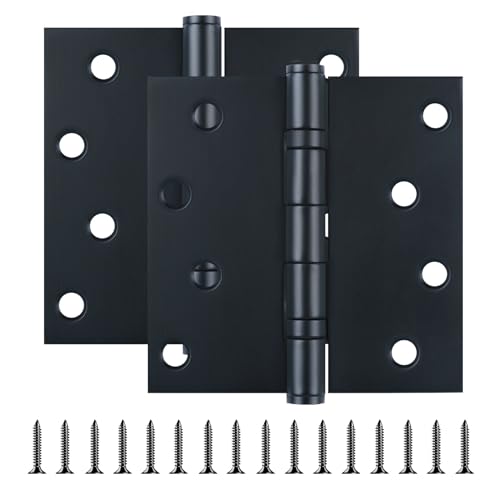 TDCHINGES Exterior 4x4 Inch Door Hinges Stainless Steel Matte Black 2 Pack - color: Black, size: 2 Pack-BB-Stainless Steel
