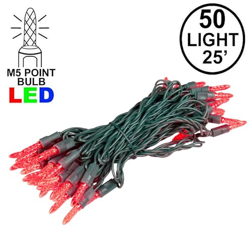 Novelty Lights 25FT 50 LED M5 Red Christmas Tree Lights, Tree Lights - color: Red