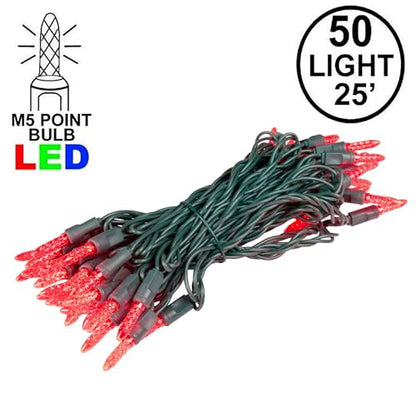 Novelty Lights 25FT 50 LED M5 Red Christmas Tree Lights, Tree Lights - color: Red
