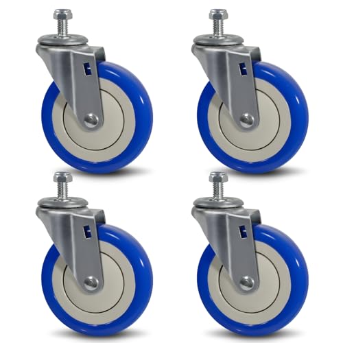 SY America 5" Shopping Cart Replacement Wheels,Stem Casters Swivel Casters Set of 4 Heavy Duty Castors,Load Capacity 1400 lbs (Blue) - color: Blue, size: 4 Swivel