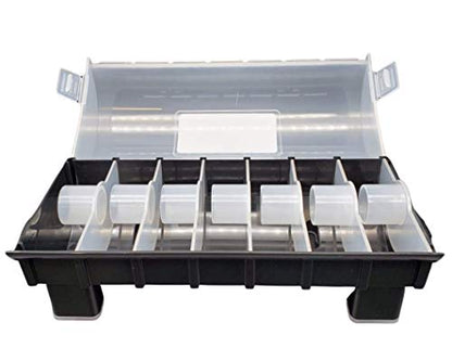 QSRProducts 7-Slot Day of The Week Covered Label Dispenser (for 3/4" & 1" Labels) - Food Sticker Holder for Inventory Management and Meal Prep, Protects Labels Inside