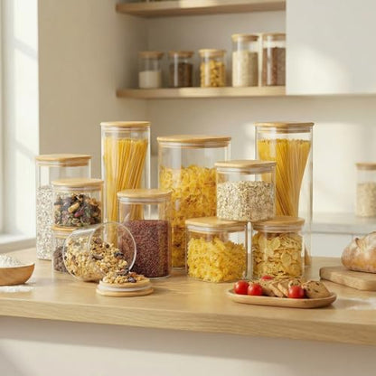 57 oz Square Glass Food Storage Containers with Airtight Bamboo Lids, 3Pack - color: 57oz 3 Pack