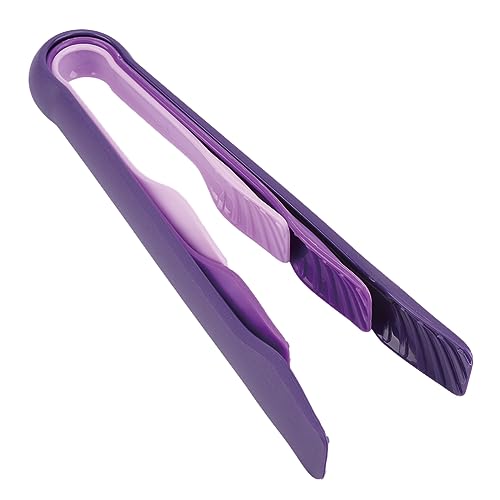 3 Sizes Toaster Tongs, Plastic Tongs Kitchen Tongs Set Bread Clip Anti Slip Food Tongs Heat Resistant Kitchen Baking Tools Space Saving Gifts for Grabbing Food Salad BBQ Vegetable Home Restaurant - color: Purple