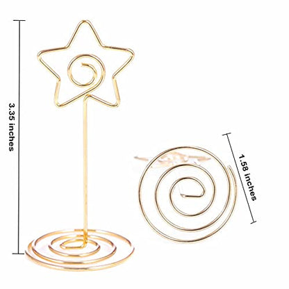 12pcs Table Number Holders Metal, 3.35 inch Place Card Stands for Wedding Centerpieces, Birthday Party - Table Card & Photo Picture Holders (Gold-Star Shaped) - color: Gold-Star Shaped