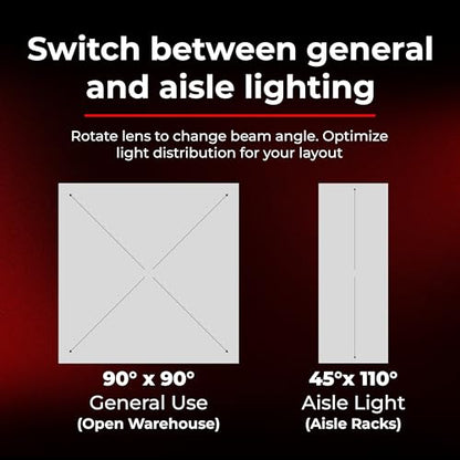 RAB Lighting RBAY15M LED High Bay Light - 260W 220W 160W Adjustable Linear High Bay Lighting Fixture - 3500K 4000K 5000K Dimmable 0-10V - Warehouse Lighting Shop Light 120-277V - size: M