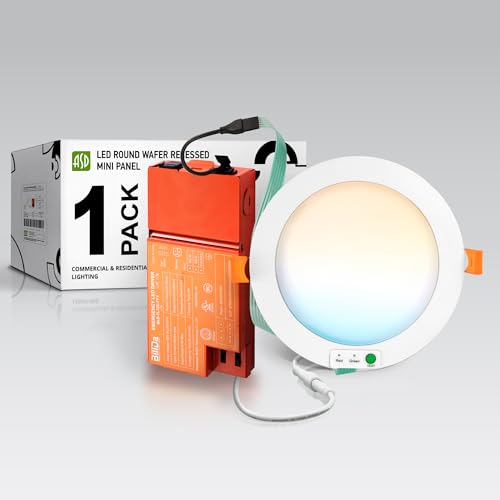 ASD 6 Inch LED Recessed Light with Emergency Backup, 90 Min Battery, 5CCT 2700K-5000K, 9W/12W/15W Selectable, Dimmable Wafer Downlight, Ultra-Thin Ceiling Light, IC Rated, ETL & ES, White, 1 Pack