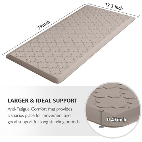 WISELIFE Kitchen Mat Cushioned Anti Fatigue Floor Mat, 17.3"x39", Brown - color: Khaki, size: 1'5" x 3'3" (Rectangular)