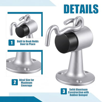 Yaocom 2 Pack Floor Mounted Door Stops, 3.5 Inch, Silver - color: Silver