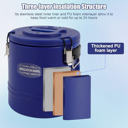 15.9QT Insulated Soup Container 4 Gallon Commercial Food Warmer for Hot&Cold Food, Hot Box for Catering, Food Cooler Soup Carrier for Restaurant, Canteen 6H Insulation Time (Blue)