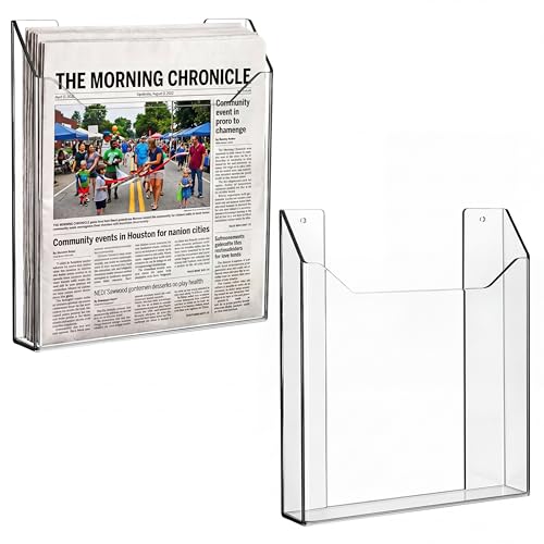Sliner 2 Pcs Acrylic Newspaper Holder Wall Mount 13.4 x 11.5 Inch