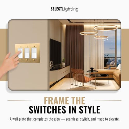 SELECT 3-Gang Solid Brass Wall Plate Cover, Satin Brass Finish - color: Satin Brass, size: 3 Gang, style: Wall Plate