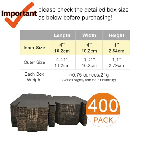 400 Pack 4x4x1'' Small Shipping Boxes, Corrugated Cardboard Mailers for Business, Black (CM441B-400) - color: Black-Bulk, size: 4x4x1''