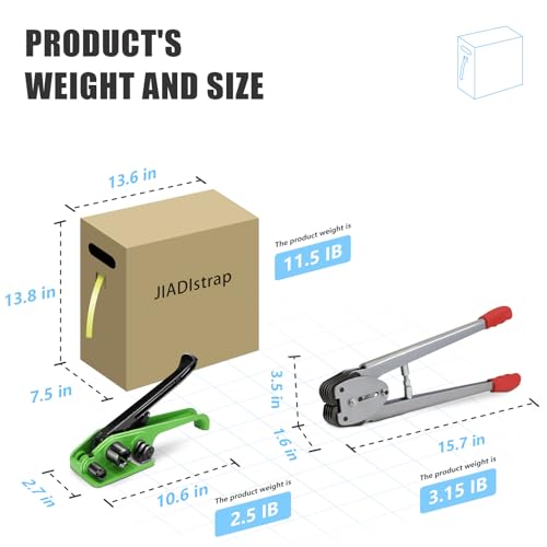Heavy Duty Banding Strapping kit Contain 1/2" x3600' Polypropylene Packaging Straps & 300 Metal Seals 100 Plastic Edge Protectors Tensioner with Cutter Sealer Tool Glove - size: PP-kit-max