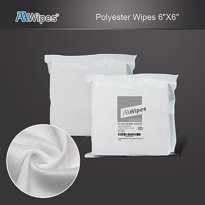 AAwipes Double Knit 100% Polyester Wipers Light Weight Version (120GSM, 6"X6", 150pcs/bag) Cleanroom Cloth Wipes Laser Sealed Edge, Ultra-Soft (CP12006) - size: 6"X6" 150Pcs