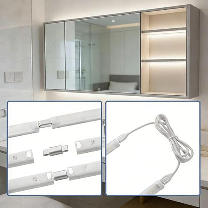 Under Cabinet Lights, 6 Pack Dimmable LED Strip, 3 CCT Color Changing Plug-in Light Bar with IR Control & Timer, Closet Lights for Kitchen Shelf Wardrobe Display - color: White