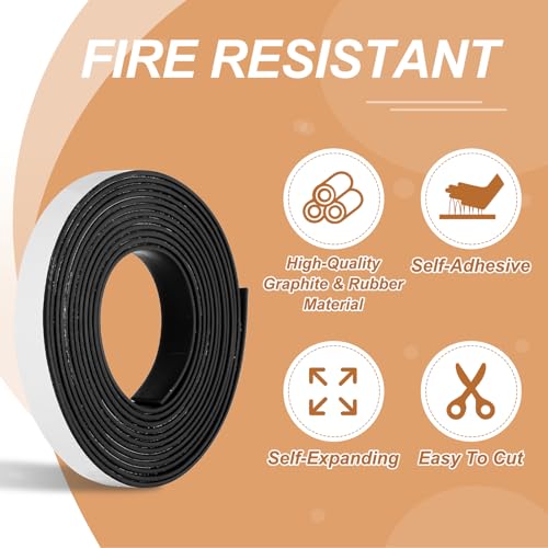 Smoke Fire Seal Strip 9.8Ft 15mm/0.59" Wx 2mm/0.08" T Black - color: Black, size: 9.8FT x 15mm / 0.59" W x 2mm / 0.08" T