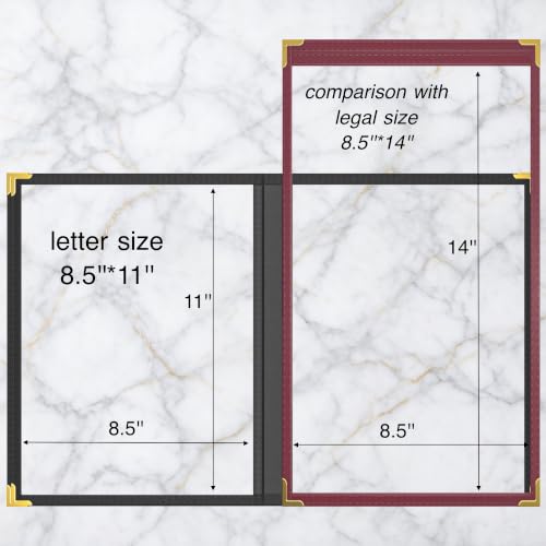 6Pcs Black PVC Clear Menu Cover 8.5x11, 4 Page 8 View - color: black with gold corners, size: 4 Pages - 8.5" x 11"