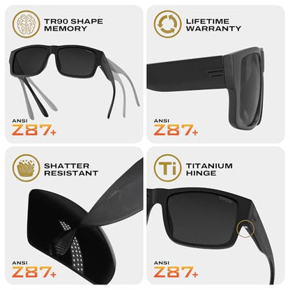 TOROE VALLEY Polarized z87+ Men Sunglasses - color: Matte Black | Black Emblem | C4 Lens