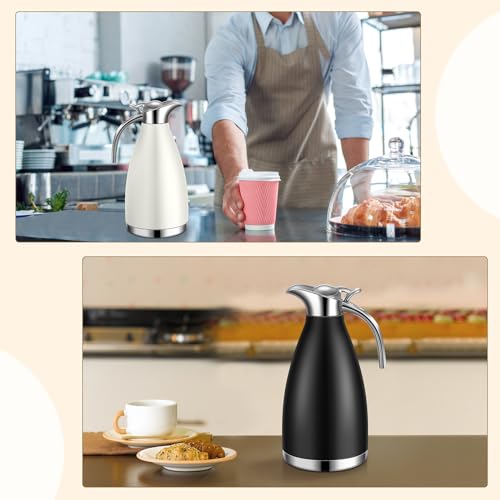 Uiifan 2 Pcs 68oz Thermal Coffee Carafe, Black, White - color: Black/White