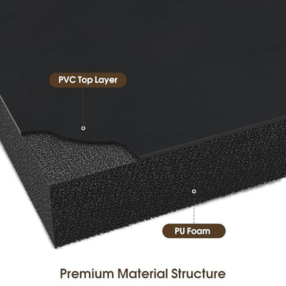 BarberPub 3'x4'x5/8" Anti-Fatigue Salon Mat, PU, Square Base 0075 - color: Black - Pu Foam