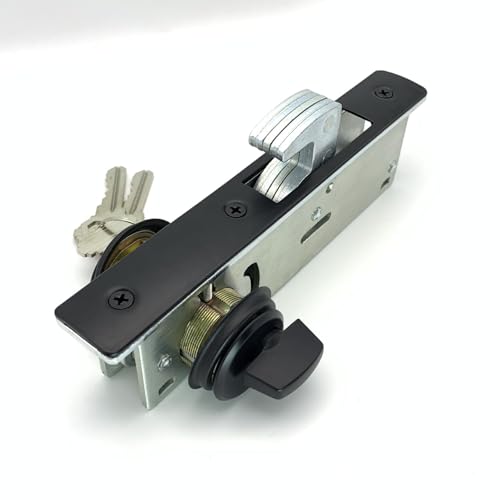 Storefront Door Mortise Lock，Swing Deadbolt & Cylinder Combo, Commercial Mortise Lock,for Aluminum/Zinc Alloy Storefront Entry Doors,1-1/8" Backset,Black