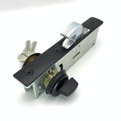 Storefront Door Mortise Lock，Swing Deadbolt & Cylinder Combo, Commercial Mortise Lock,for Aluminum/Zinc Alloy Storefront Entry Doors,1-1/8" Backset,Black