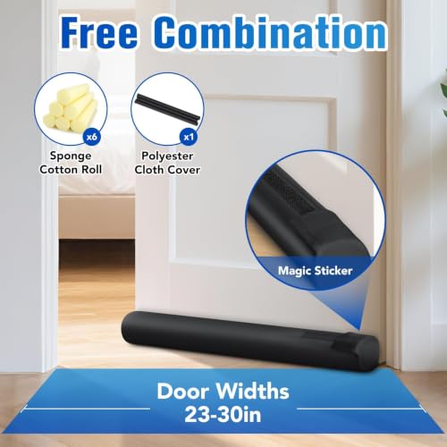 Under Door Draft Stopper, Covers Gap Up to 2.36",30 Inch, Black - color: Black, size: 30 Inch