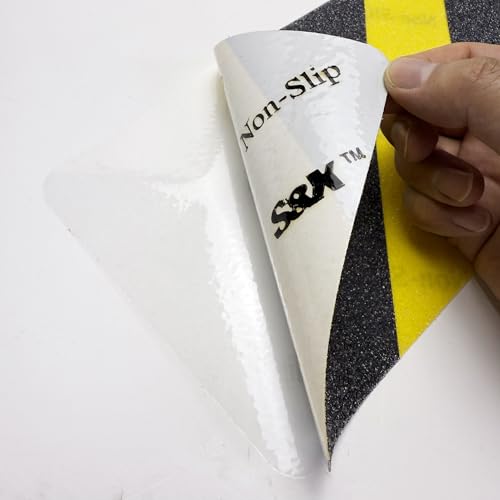 S&X Outdoor Stair Treads Non-Slip 6x24in, 5-Pack, Black/Yellow Caution - color: Black/Yellow, size: 6" x 24"