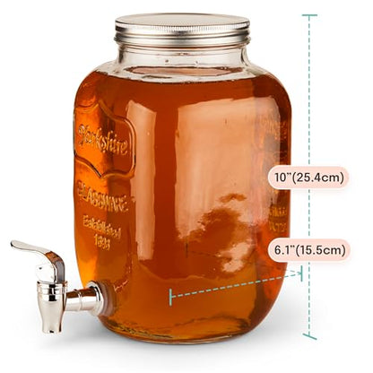 Estilo Glass Drink Dispensers,1 Gallon Beverage Dispenser, Leak-Free Spigot - size: 1 Gallon, style: Single w/o Stand