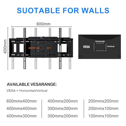 48" Long Arm Full Motion TV Wall Mount w/Power Outlet 37-85” TV WHYFONE - size: Fit 37-85"TVs with power strip