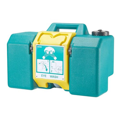 VEVOR Portable Eye Wash Station 8 Gal, OSHA-Approved Eyewash Station Wall-Mounted/On Flat Surface, Emergency Eye Wash Unit with 2 Sprays, First Aid Eyewash Units for Schools, Labs, Factories, Green - style: Portable Eye Wash Station 8 Gal
