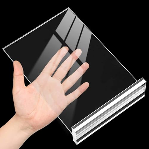 KOOLDE Acrylic Sign Holder 4x6 Inches 24 Pack T Shape Desktop Display Stand Vertical Double Sided Clear Table Menu Flyer Holder for Restaurants, Office, Shop, Wedding - color: 24 pack