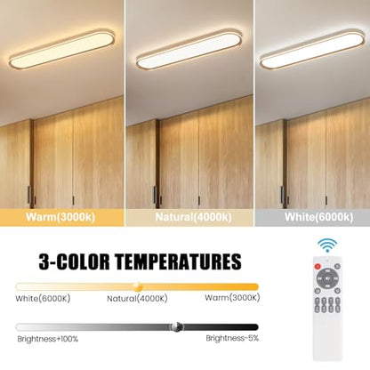 ADISUN Modern LED Ceiling Light Dimmable Linear Ceiling Light 39.4in Semi Flush Mount Long Lights with Remote Control and Side Lighting for Living Room Kitchen Dining Room, 2 Pack, Gold(65W) - color: Gold-2Pack, size: 39 Inch