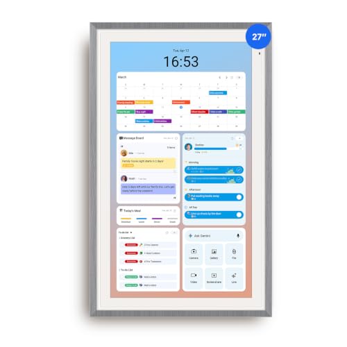 Apolosign 27-inch Digital Calendar & Smart Family Wall Planner, No Subscription, Shared Touchscreen Display with Calendar Sync, Chore Charts & Family Scheduling Hub, Wall Mount Included (Gray) - color: Gray