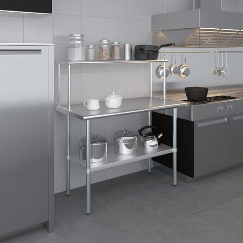 Stainless Steel Single Overshelf for 48" Prep Table – 12" Deep - size: 12" x 48"