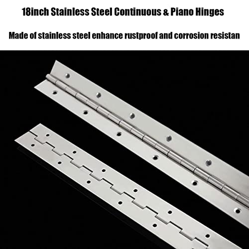 EPHECH 18" Piano Hinge, 4PCS Stainless Steel Continuous Piano Hinge-Silver