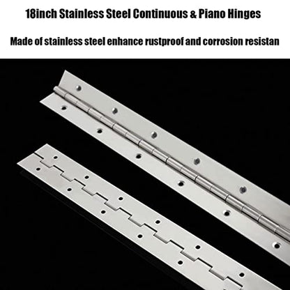 EPHECH 18" Piano Hinge, 4PCS Stainless Steel Continuous Piano Hinge-Silver