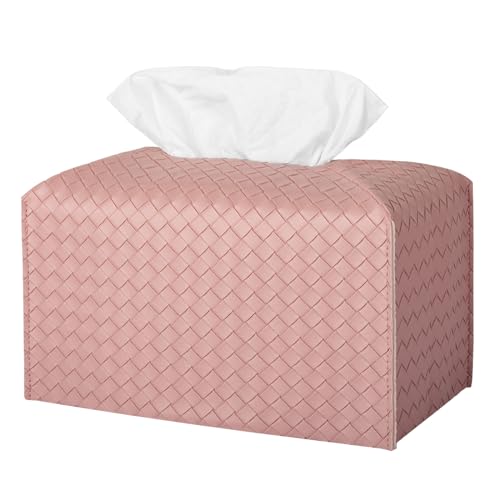 Tissue Box Cover Rectangle Leather Facial Paper Holder, Pink - color: Pink, size: rectangle