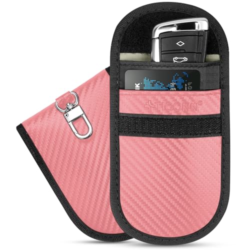 TICONN 2PK Faraday Bag for Car Key Fob, Anti-Theft NFC RFID Blocking Pouch - color: Pink, size: Medium