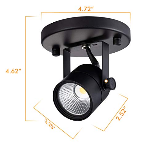 CLOUDY BAY LED Flush Mount Ceiling Spot Light,CRI90+ 8W 600lm 3000K Warm White Dimmable,Adjustable Tilt Angle Ceiling Light Fixture,Black - color: Black | 3000K